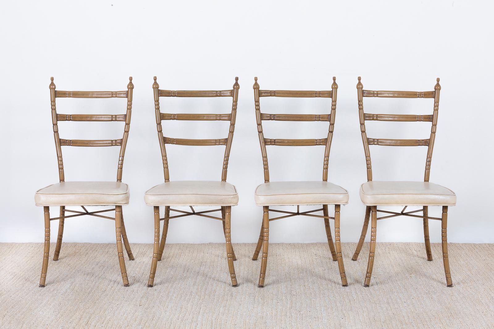 Set of Four Italian Midcentury Faux Bamboo Dining Chairs In Good Condition For Sale In Rio Vista, CA