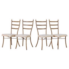 Set of Four Italian Midcentury Faux Bamboo Dining Chairs