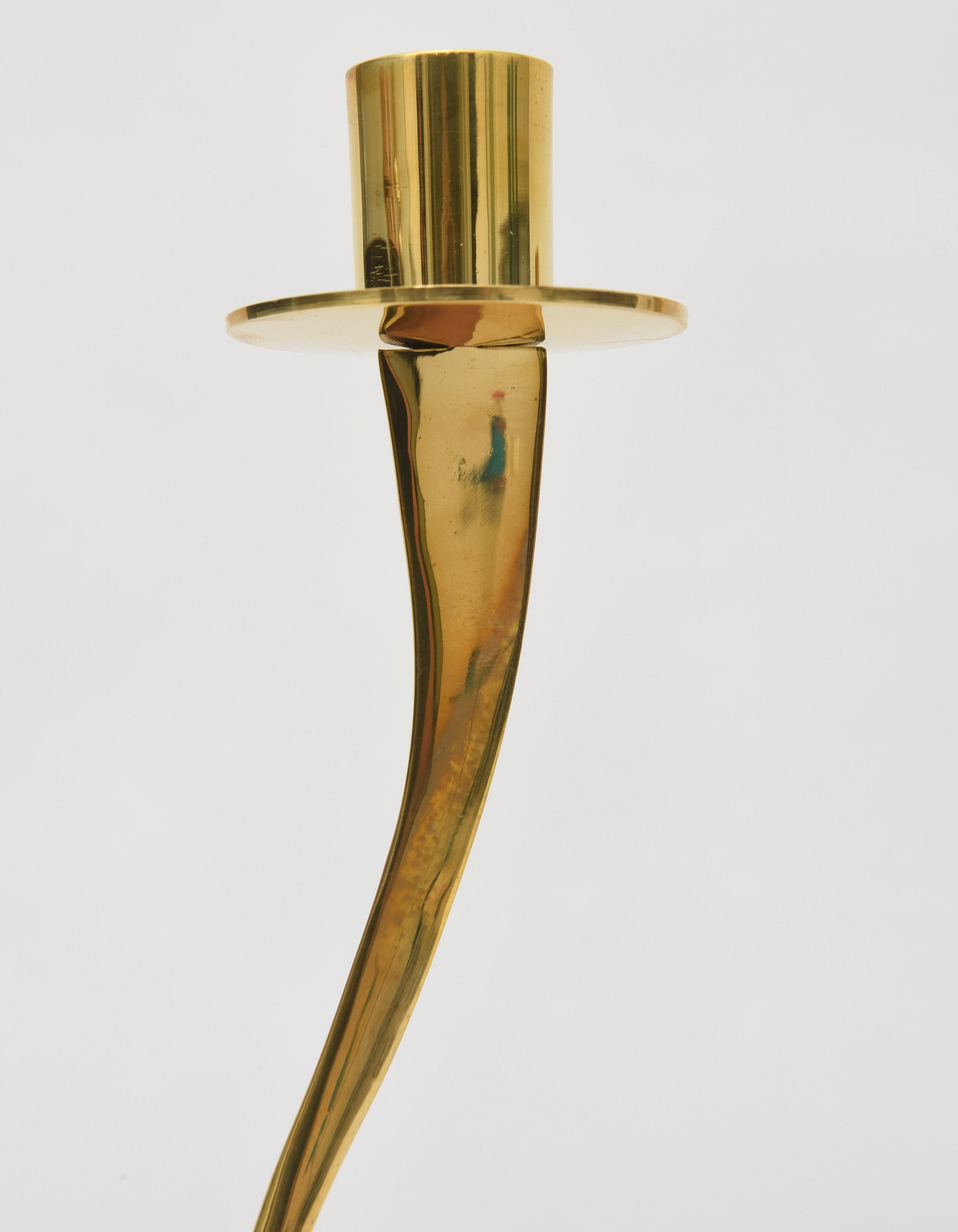 Mid-20th Century Set of Four Italian Modern Brass Two-Light Candlesticks