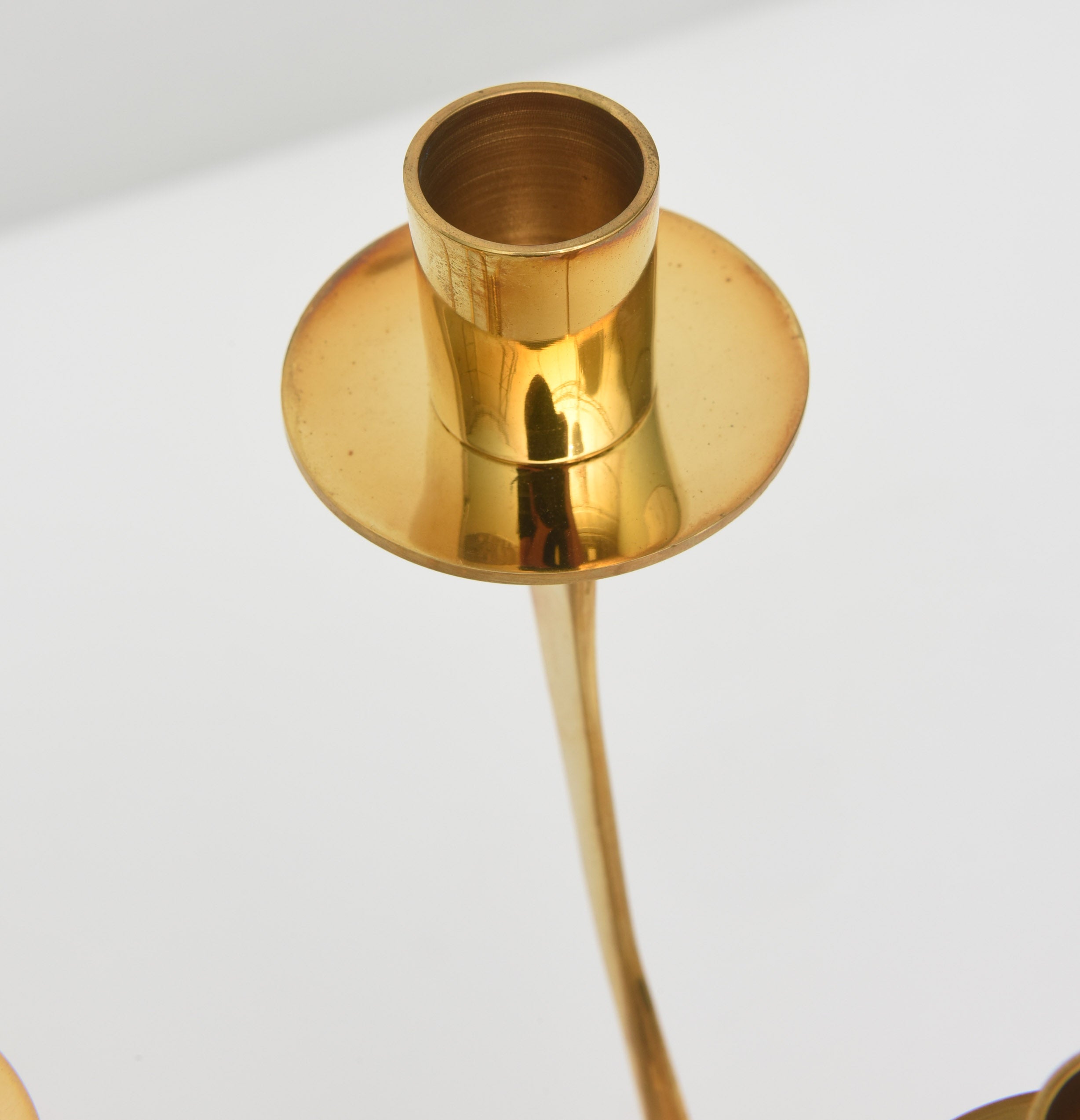 Set of Four Italian Modern Brass Two-Light Candlesticks 3