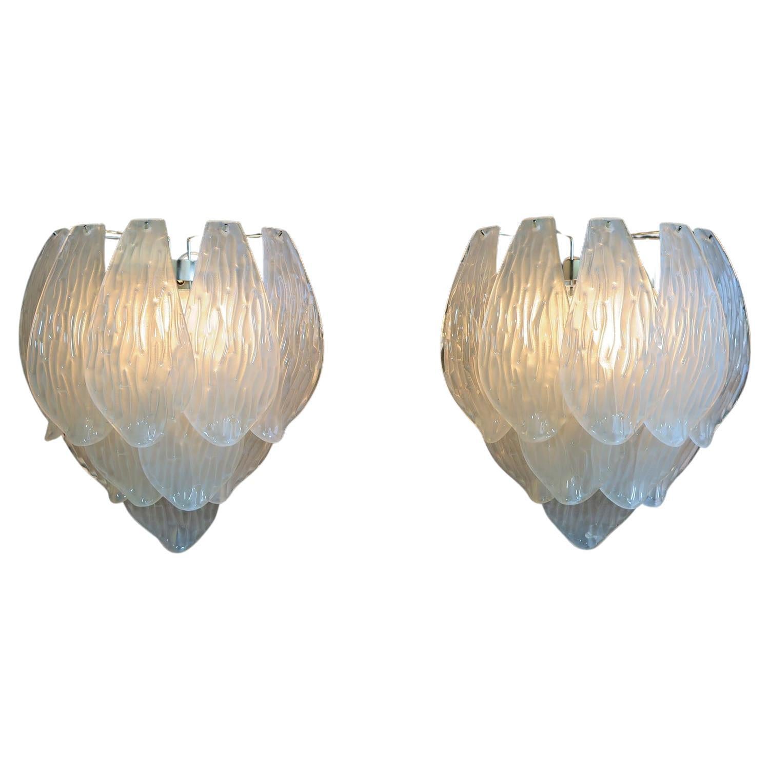 Metal Set of Four Italian Murano Sconces For Sale