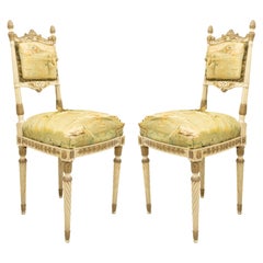 Set of 4 Italian Neoclassic Silk Upholstery Chairs
