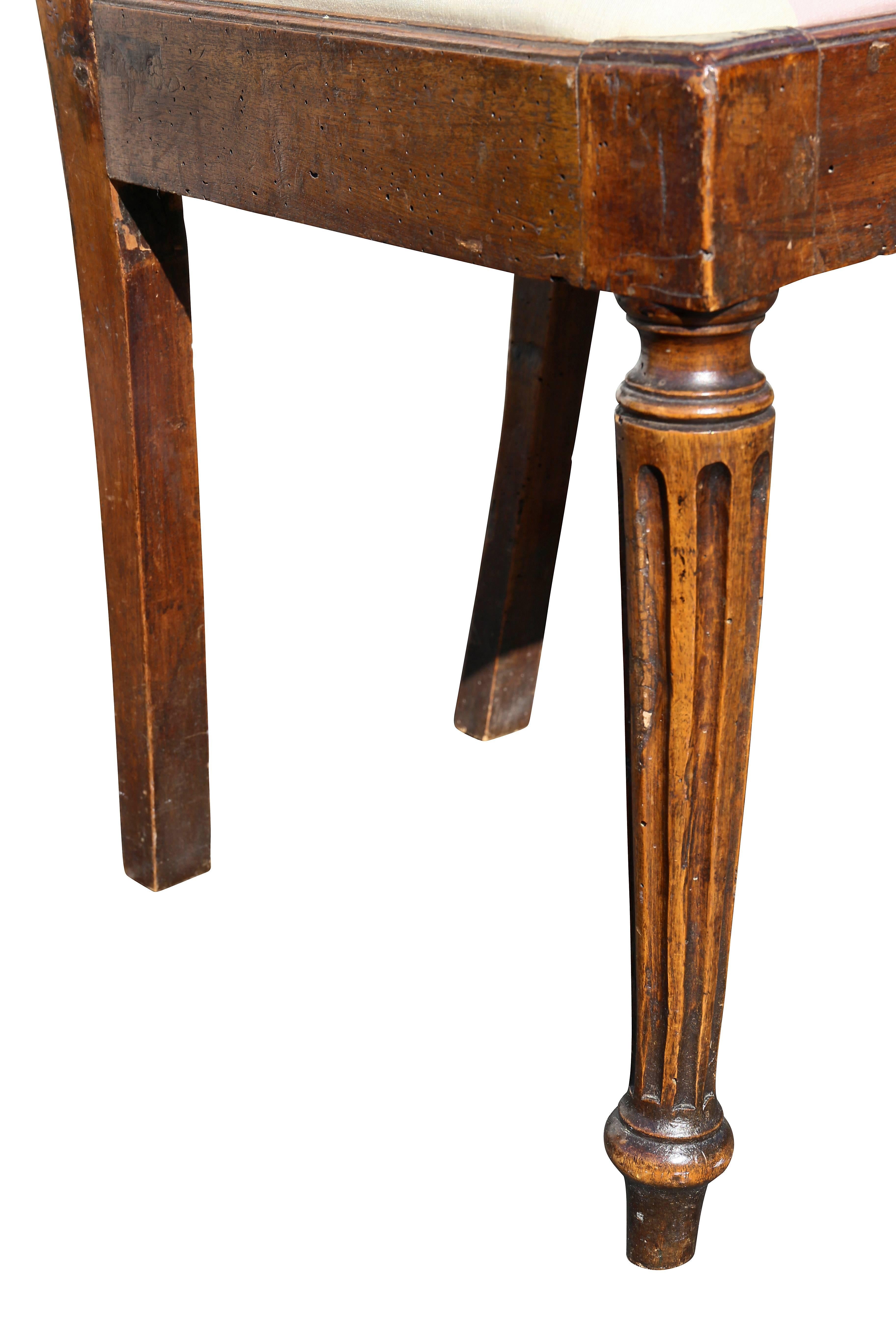 18th Century Set of Four Italian Neoclassic Walnut Side Chairs