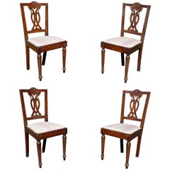 Set of Four Italian Neoclassic Walnut Side Chairs