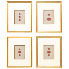 Set of Four Italian Neoclassical Red Intaglios Mounted in Custom Gold Frames