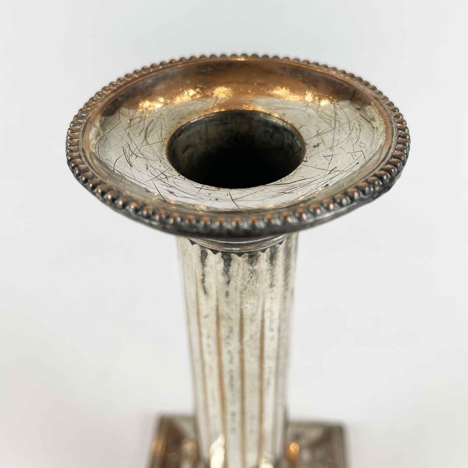Copper Set of Four Italian Neoclassical Style Candleholders 1900 circa For Sale