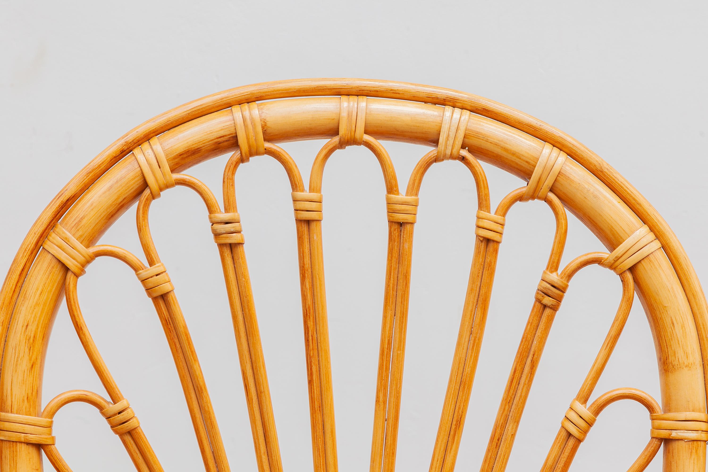 Ensemble de quatre chaises longues italiennes en bambou organique, années 1970 Bon état à Antwerp, BE