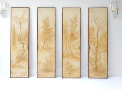 Set of Four Italian Painted Decorative Wall Panels, 1950s