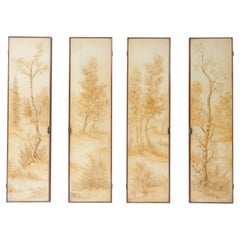 Set of Four Italian Painted Decorative Wall Panels, 1950s