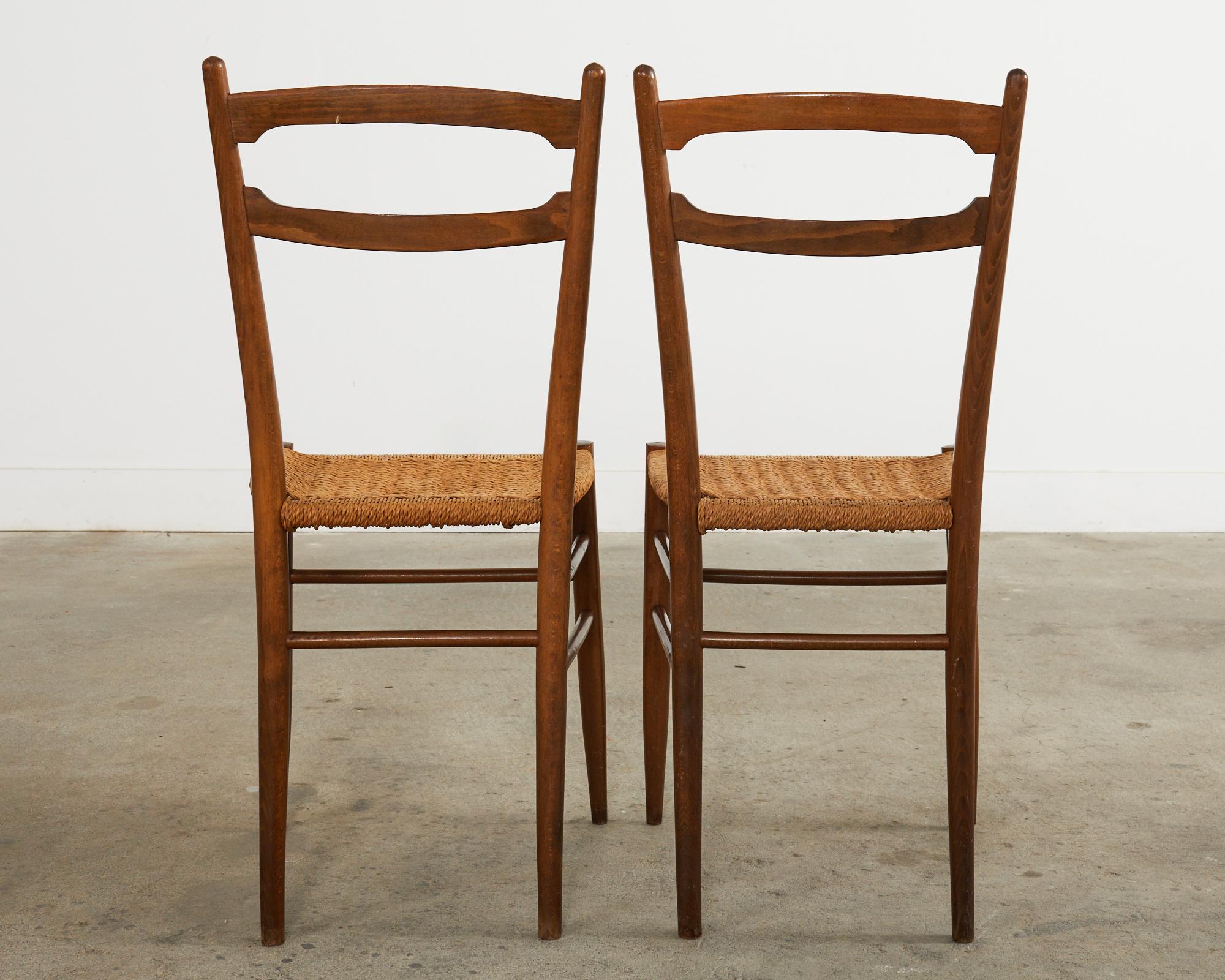 Set of Four Italian Paolo Buffa Style Walnut Dining Chairs For Sale 5