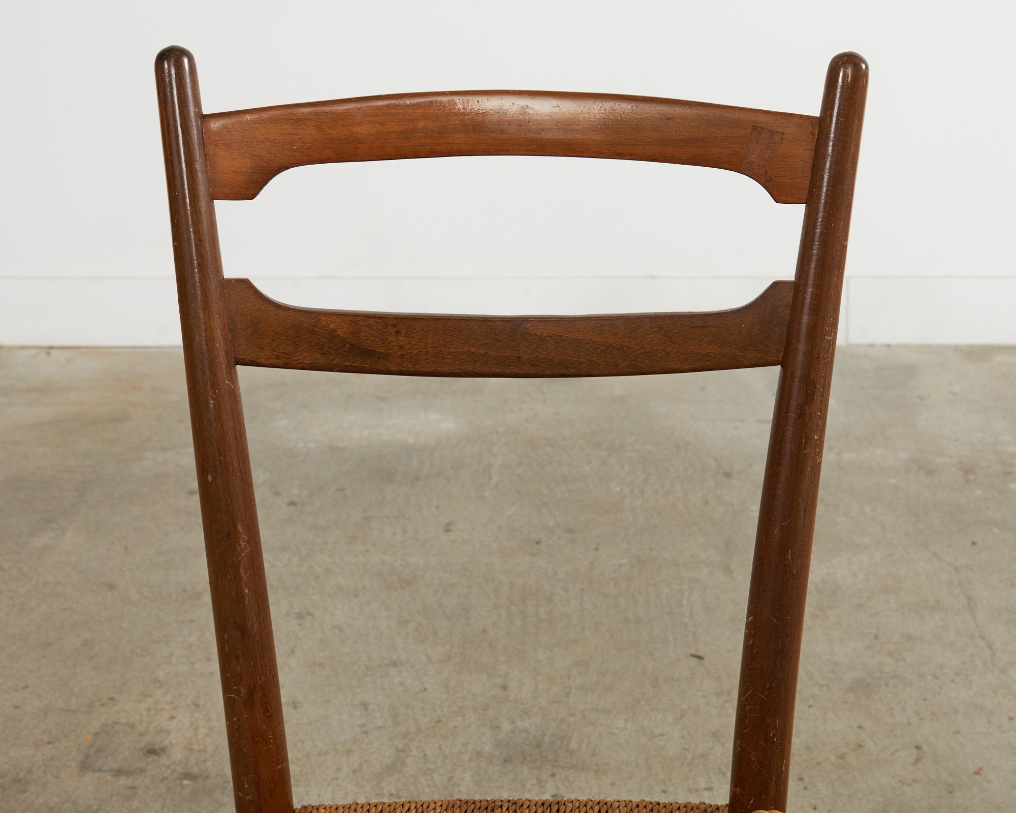 Set of Four Italian Paolo Buffa Style Walnut Dining Chairs For Sale 7