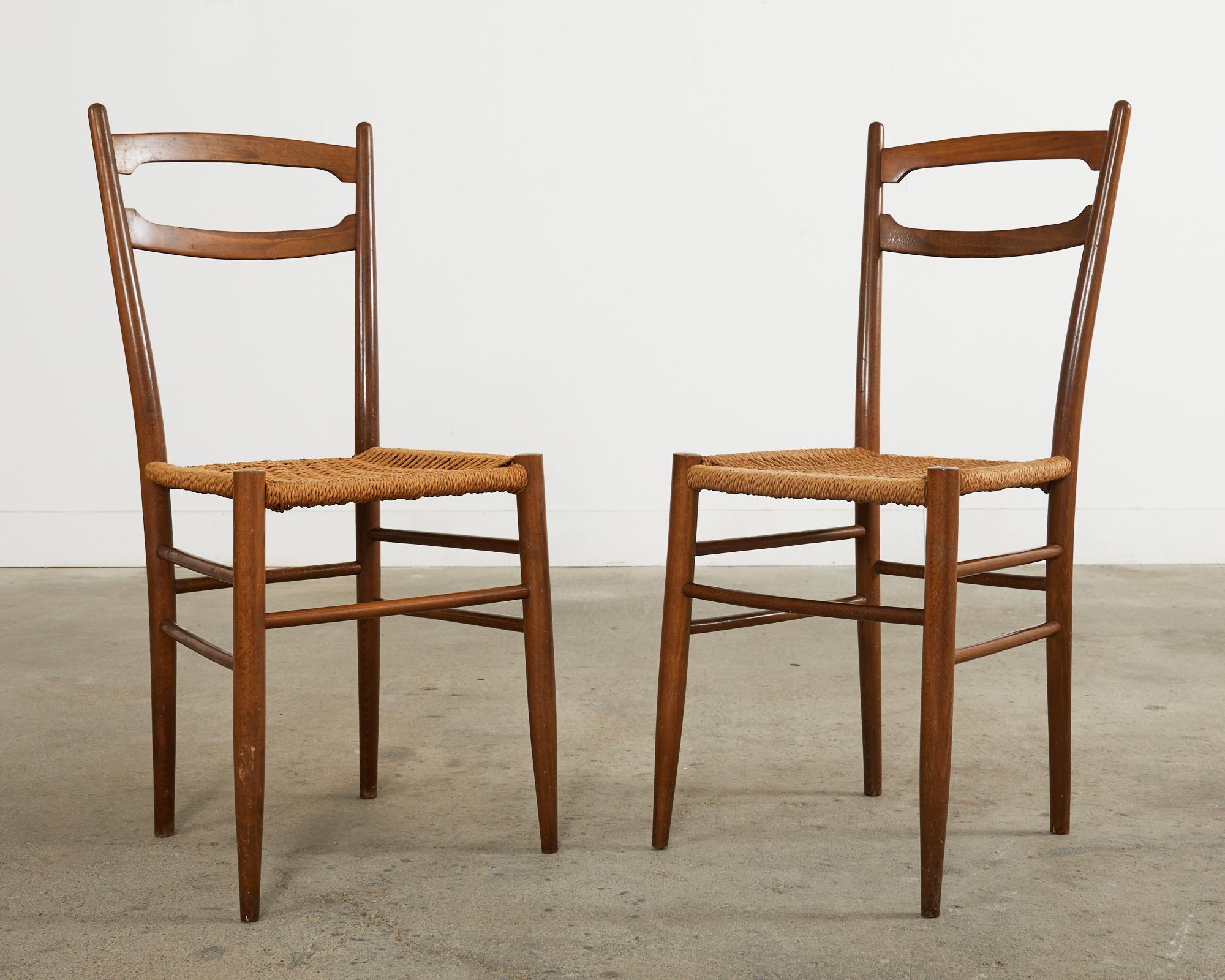 Set of Four Italian Paolo Buffa Style Walnut Dining Chairs For Sale 2