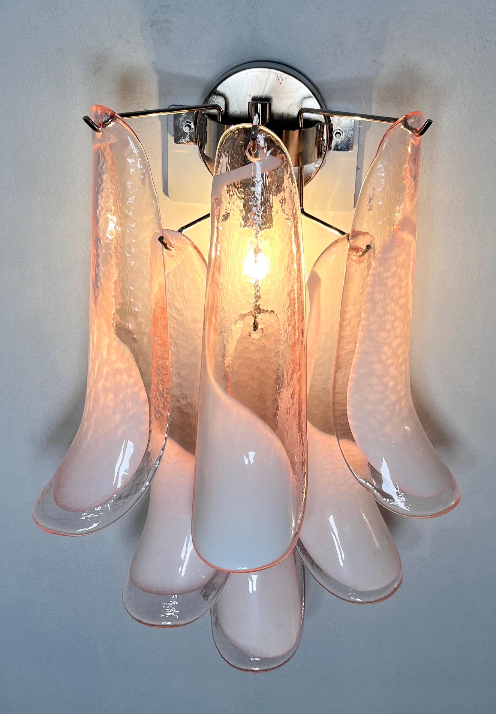 Metal Set of Four Italian Petal Murano Sconces For Sale