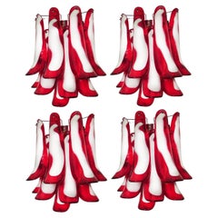Ensemble de quatre appliques italiennes à pétales de Murano