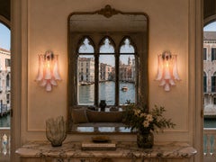 Set of Four Italian Pink Petal Murano Sconces