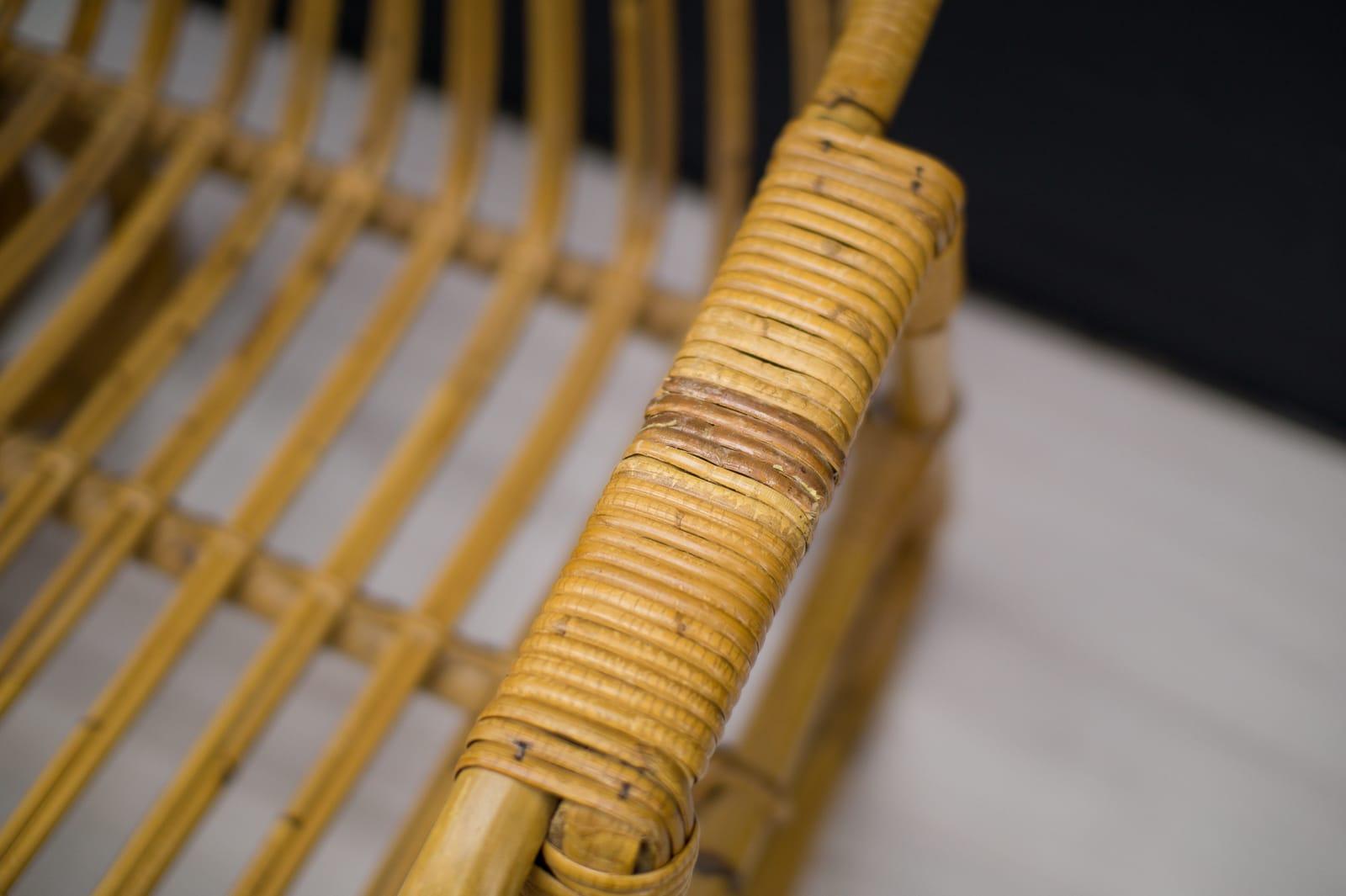 Set of Four Italian Rattan/Bamboo Armchairs, 1960s 6