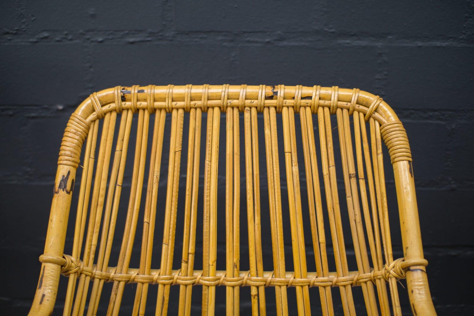 Set of Four Italian Rattan/Bamboo Armchairs, 1960s 7