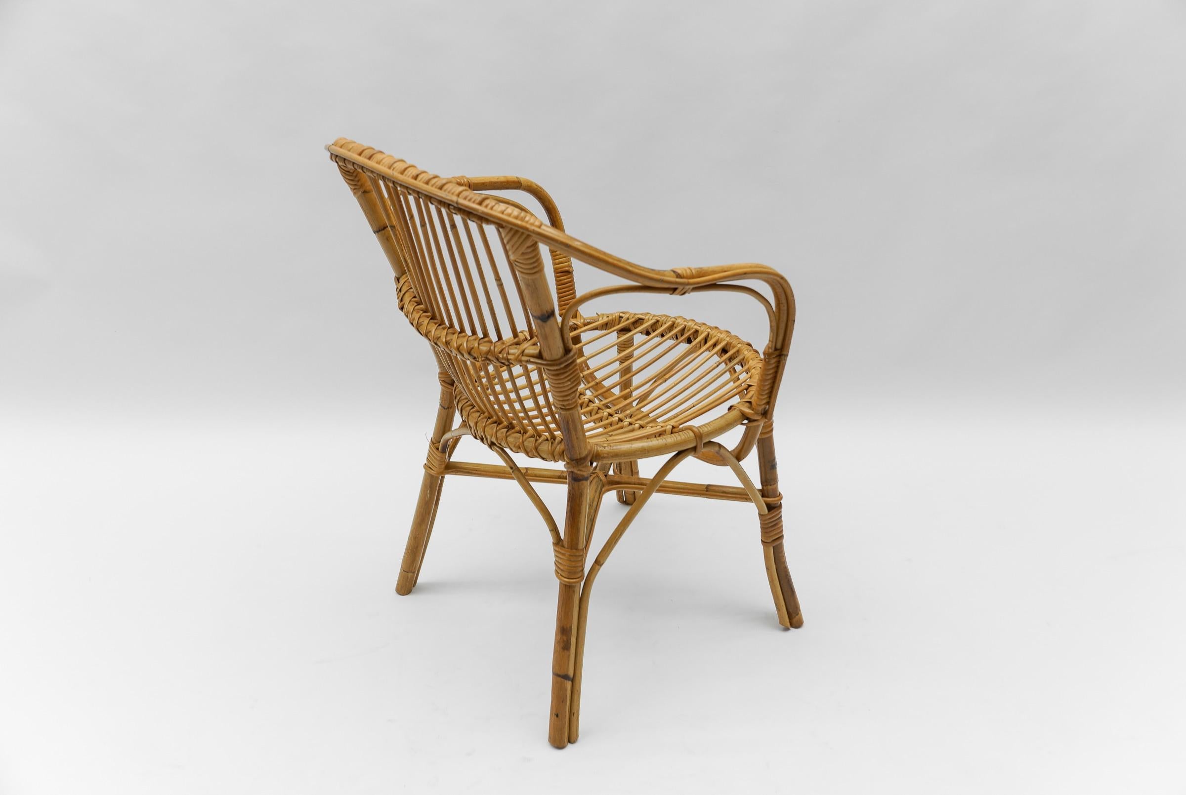 Set of Four Italian Rattan/Bamboo Armchairs, 1960s For Sale 7
