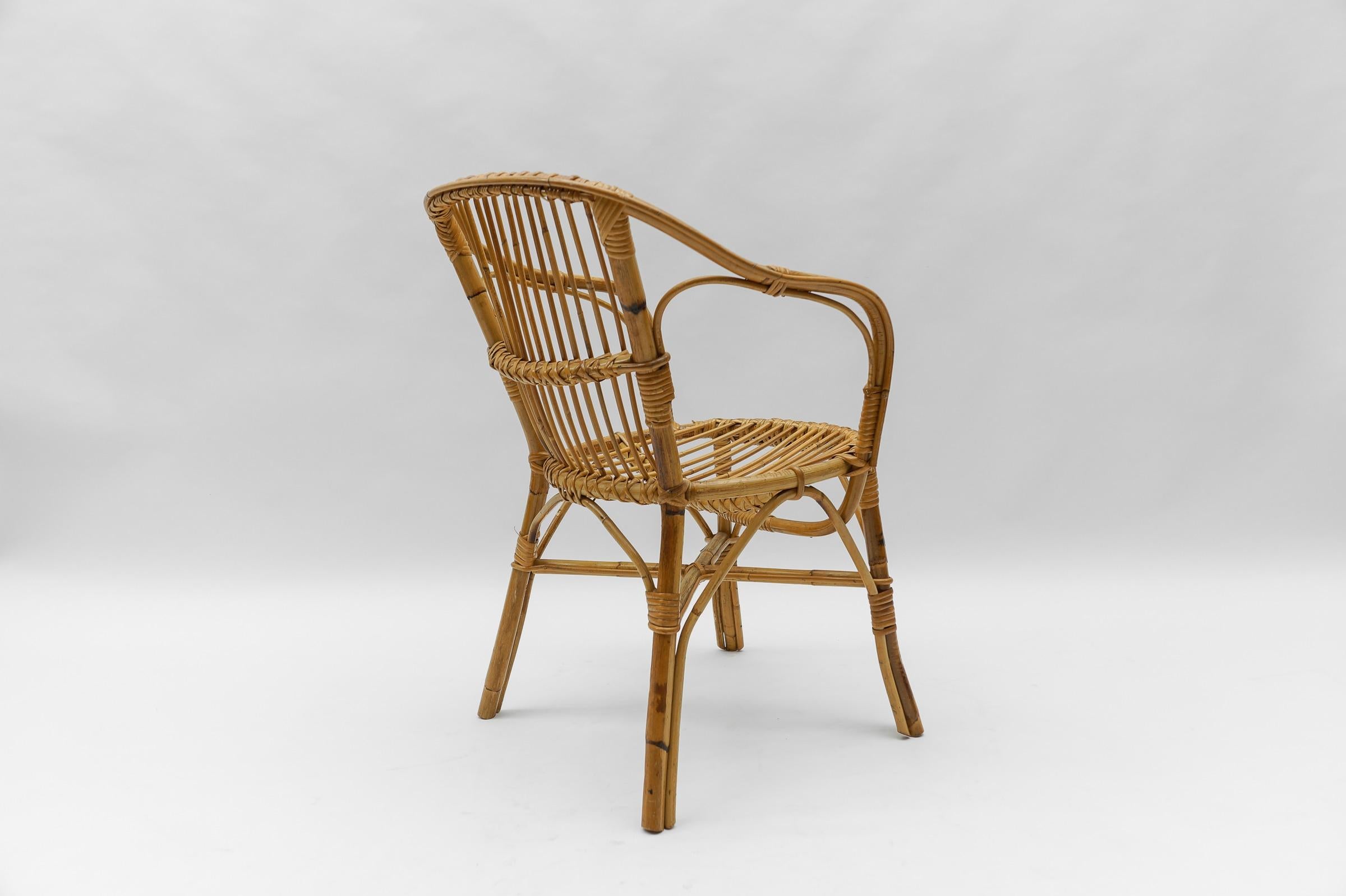 Set of Four Italian Rattan/Bamboo Armchairs, 1960s For Sale 8