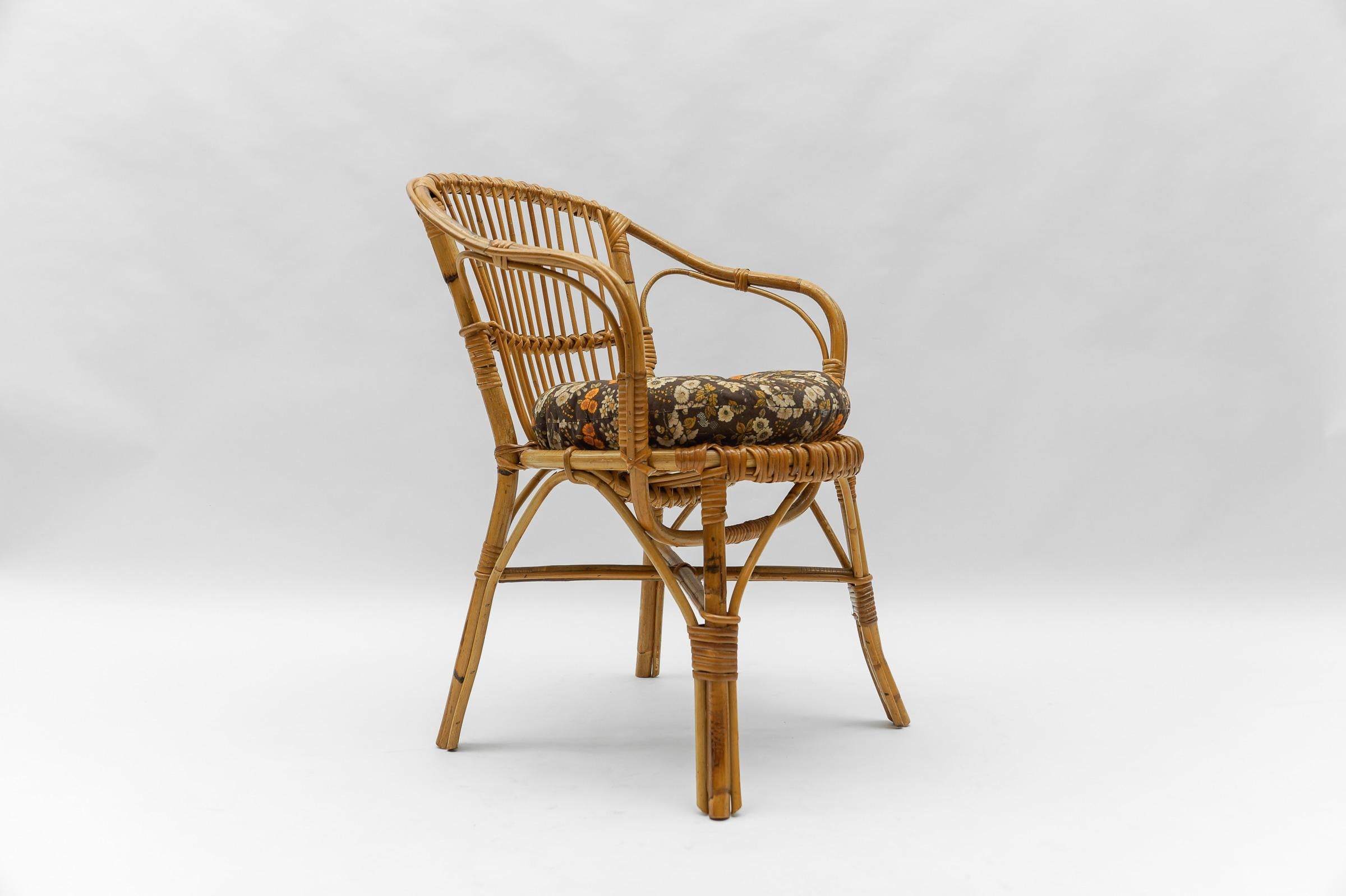 Set of Four Italian Rattan/Bamboo Armchairs, 1960s For Sale 9