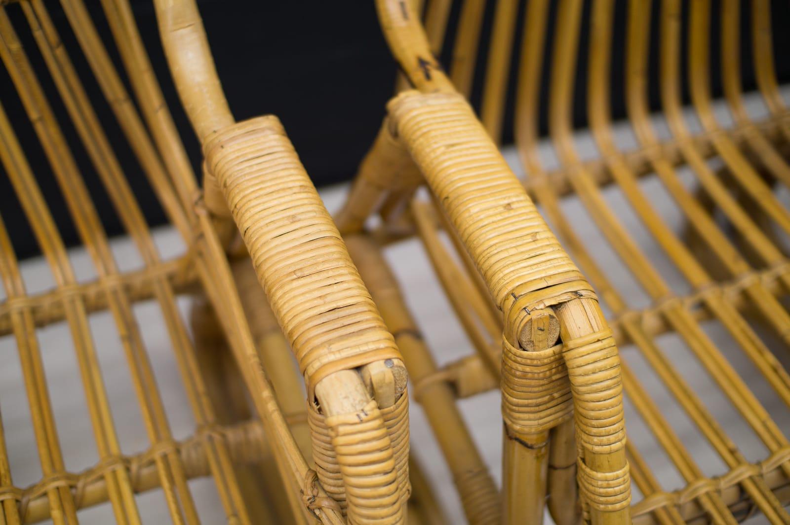 Set of Four Italian Rattan/Bamboo Armchairs, 1960s 3