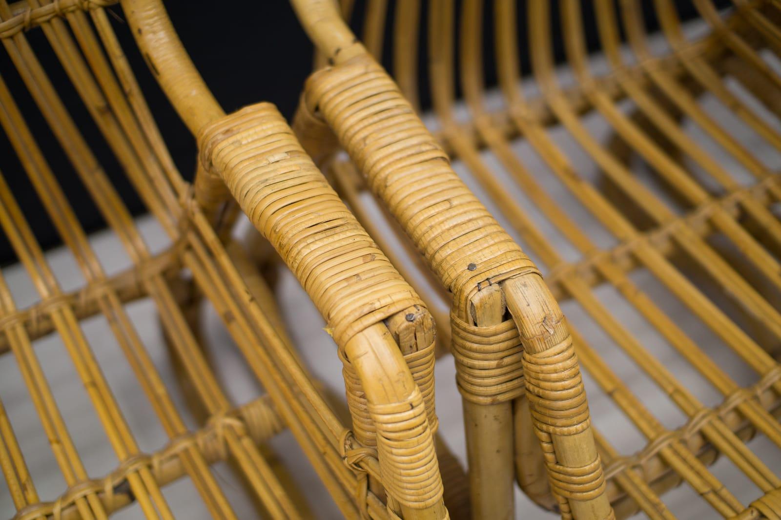 Set of Four Italian Rattan/Bamboo Armchairs, 1960s 4