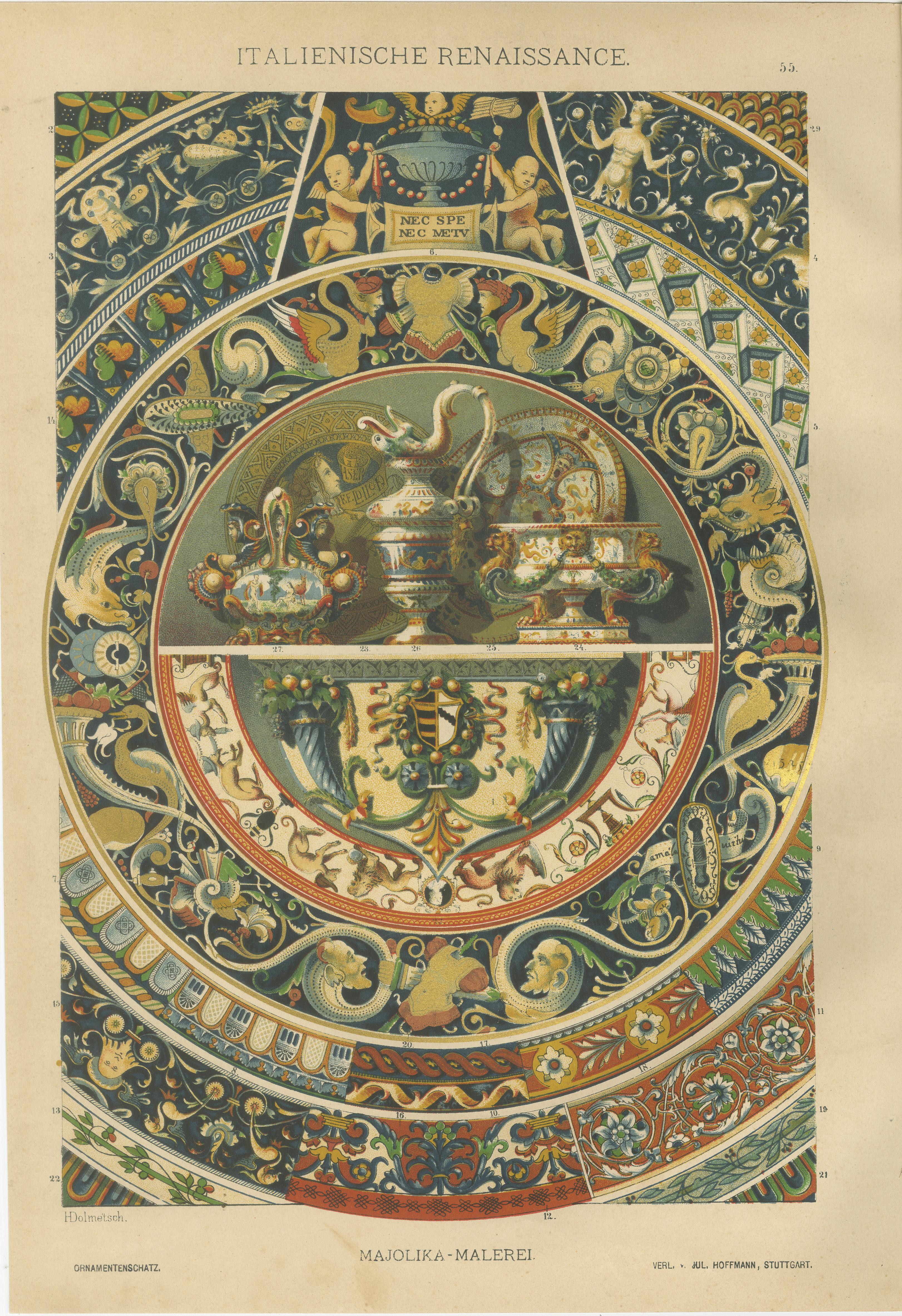 Set of Four Italian Renaissance Decorative Prints by H. Dolmetsch, 1887 In Good Condition For Sale In Langweer, NL