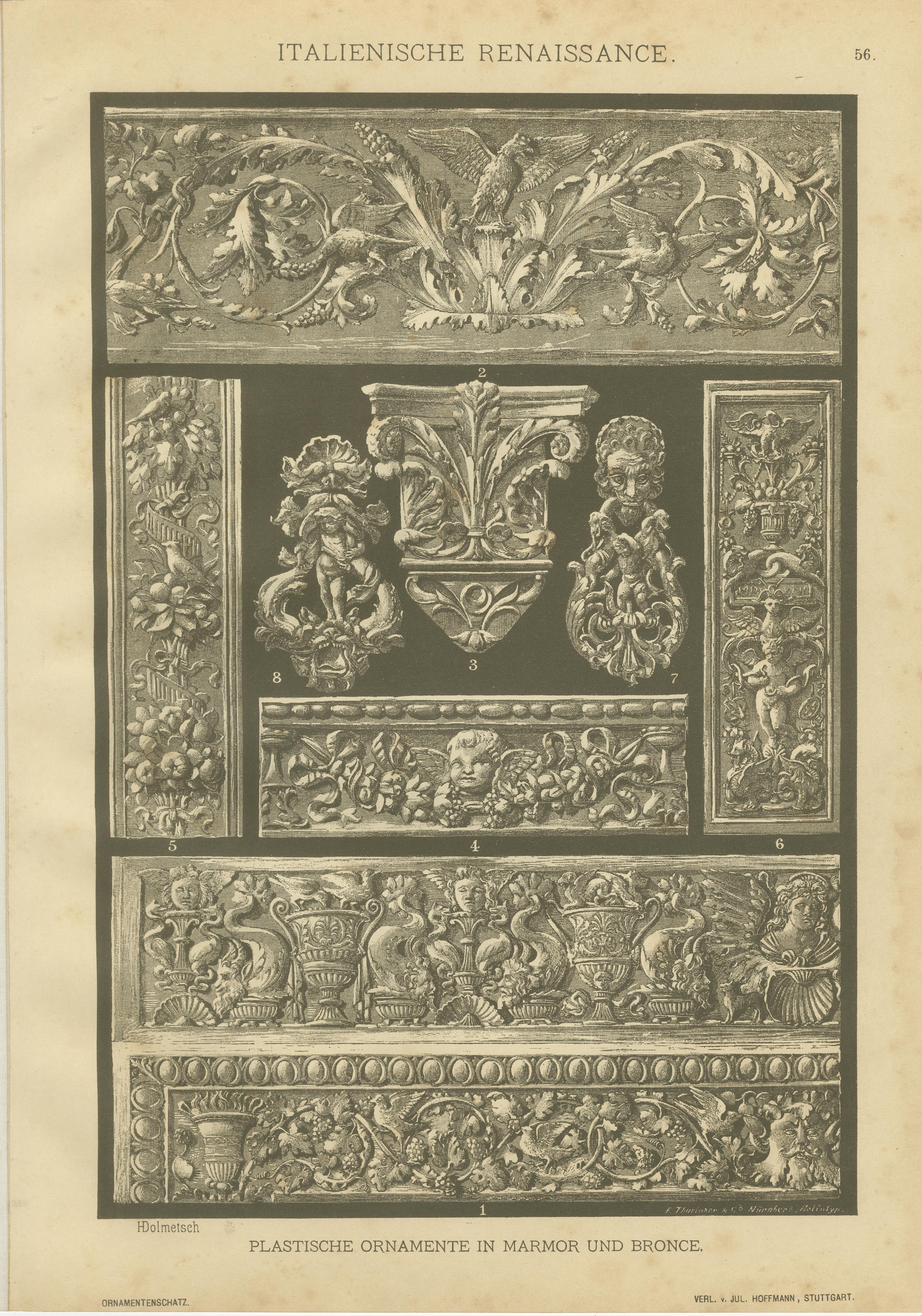 Late 19th Century Set of Four Italian Renaissance Decorative Prints by H. Dolmetsch, 1887 For Sale