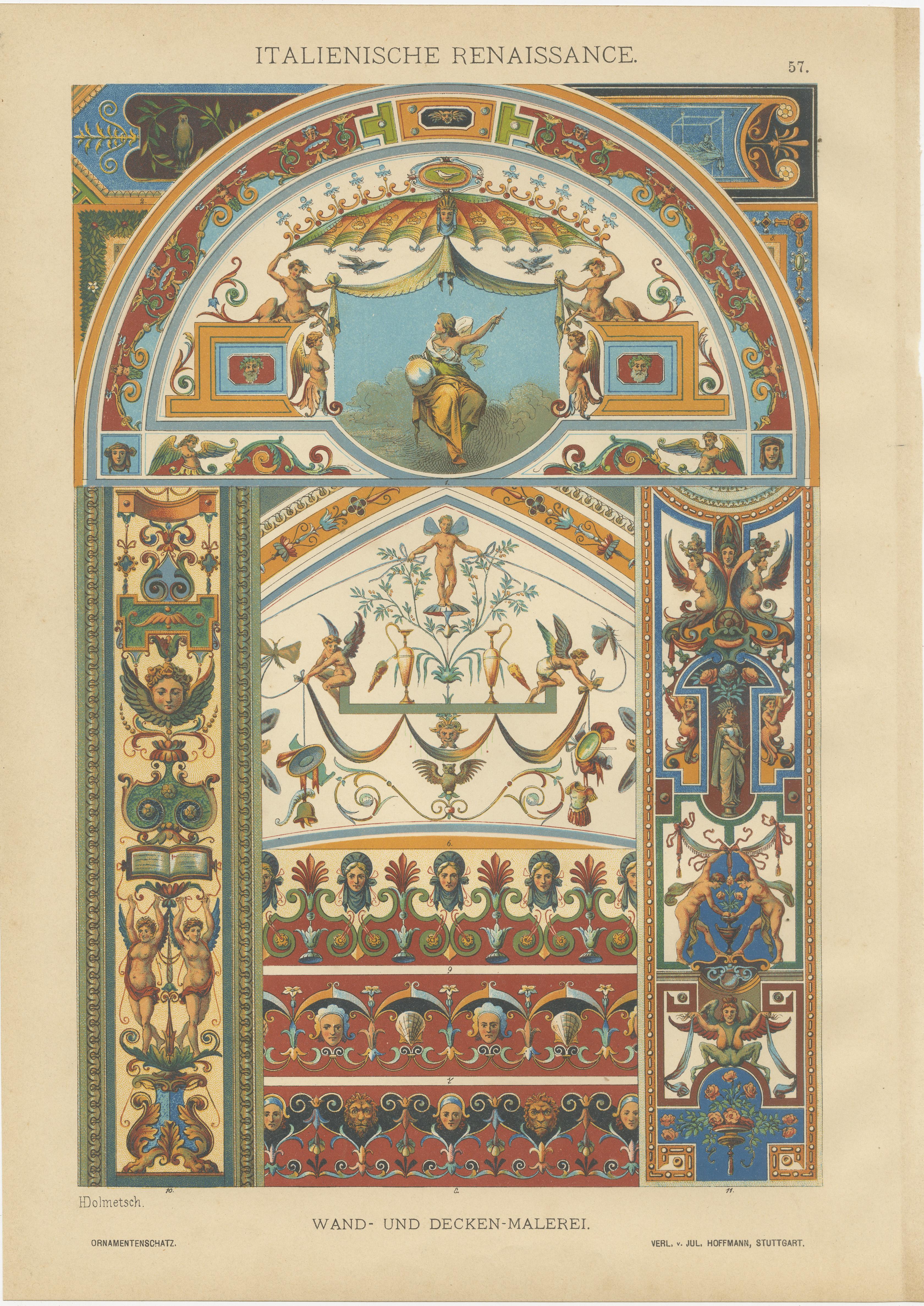 Paper Set of Four Italian Renaissance Decorative Prints by H. Dolmetsch, 1887 For Sale