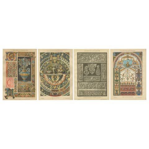 Set of Four Italian Renaissance Decorative Prints by H. Dolmetsch, 1887
