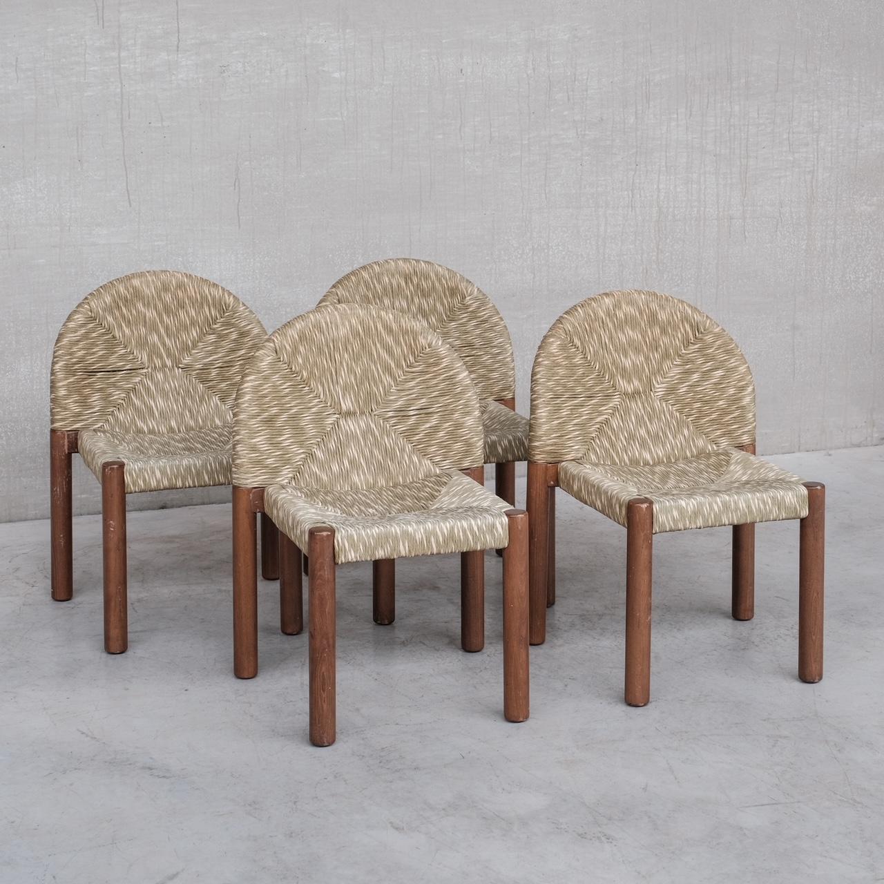 Set of Four Italian Rush Dining Chairs in the Manner of Alessandro Becchi 7