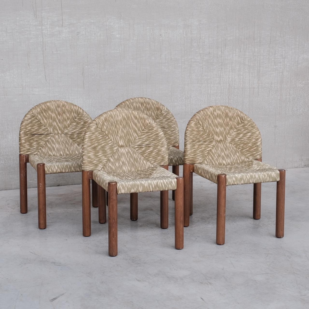 Set of Four Italian Rush Dining Chairs in the Manner of Alessandro Becchi 8