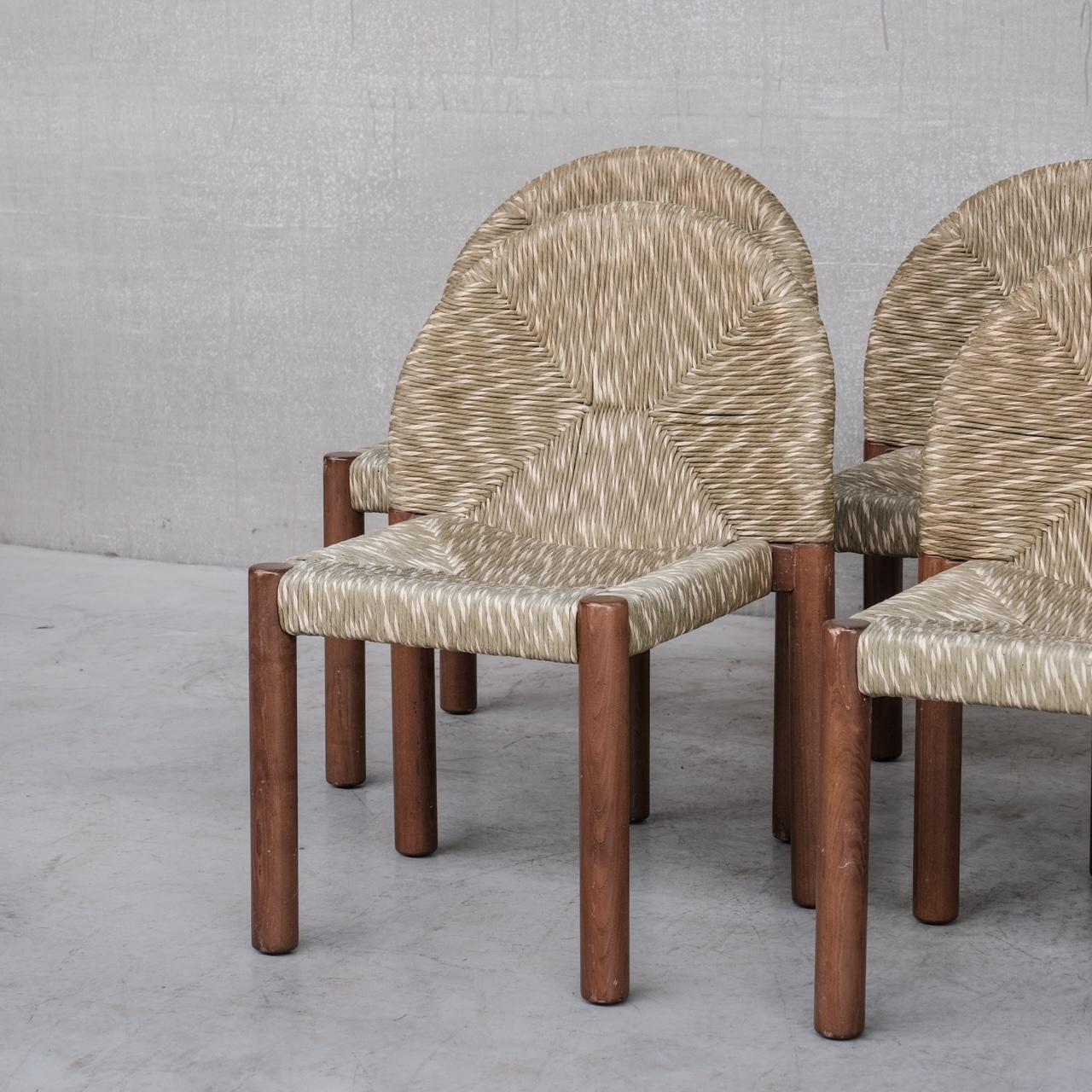 Set of Four Italian Rush Dining Chairs in the Manner of Alessandro Becchi 9