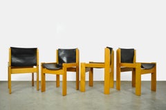 Set of four Italian saddle leather dining chairs by Ibisco, 1970s