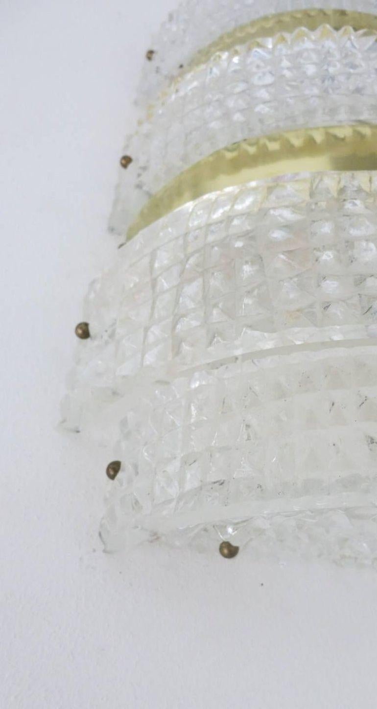 Set di quattro lampade italiane con vetro di Murano trasparente e ottone di Barovier e Toso In condizioni buone in vendita a Los Angeles, CA