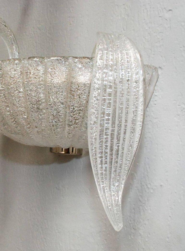 Satz von vier italienischen Wandleuchtern mit klarem Murano-Glas von Barovier e Toso (Italienisch) im Angebot