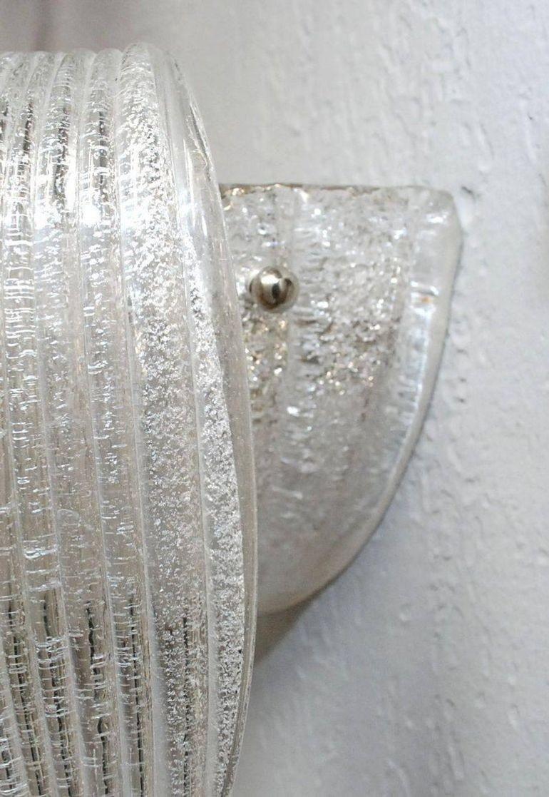 Satz von vier italienischen Wandleuchtern mit klarem Murano-Glas von Barovier e Toso (Muranoglas) im Angebot