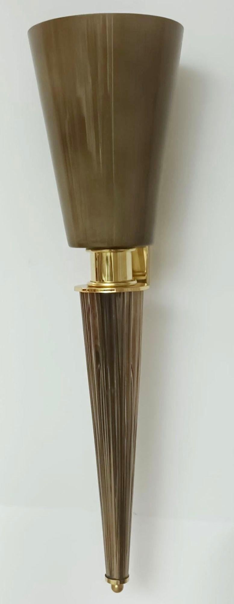 Set di quattro lampade torchère in vetro di Murano grigio fumo, anni '70. in vendita 1