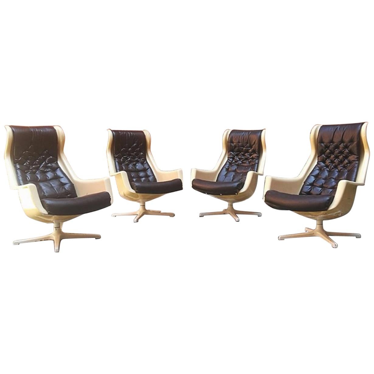 Swedes mid-century modern space age armchairs Galaxy Alf Svensonn for Dux, 1968