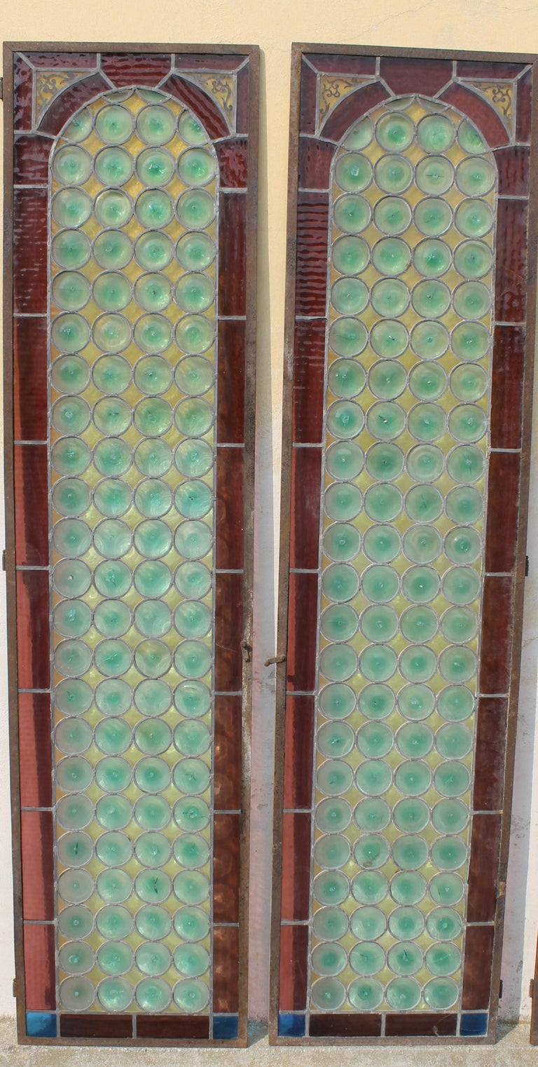 Set of Four Italian Stained Glass Door- Window Panels, Italy 1890 circa ...
