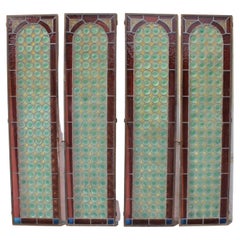 Used Set of Four Italian Stained Glass Door- Window Panels, Italy 1890 circa