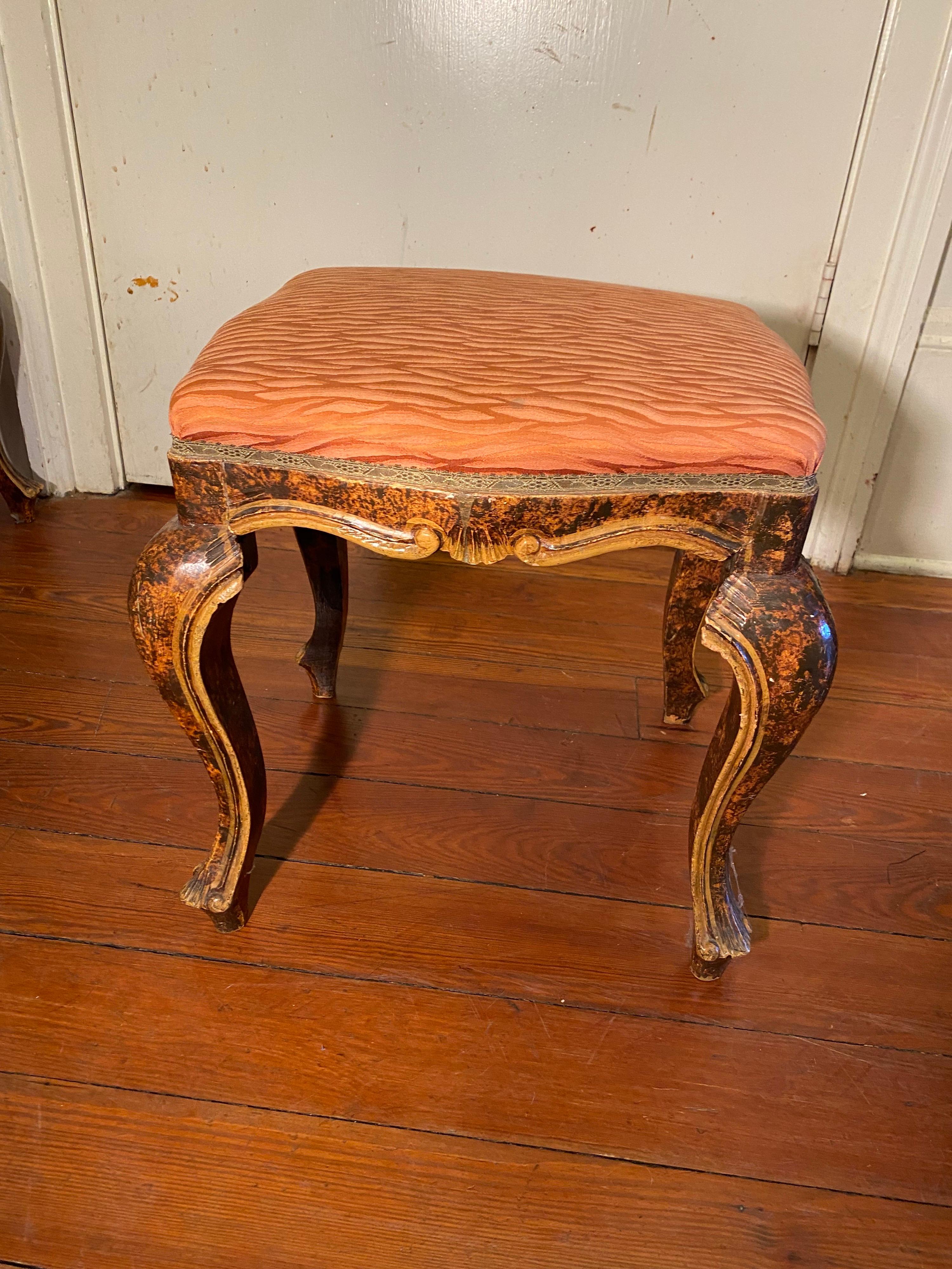 Louis XV Set of Four Italian Stools Faux Grained  For Sale