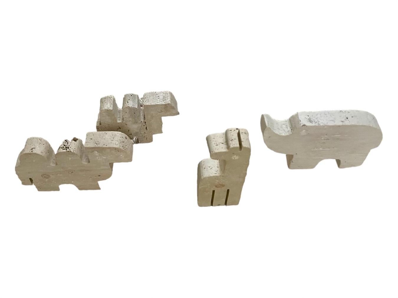 Set of Four Italian Travertine Animal Sculptures In Good Condition For Sale In New York, NY