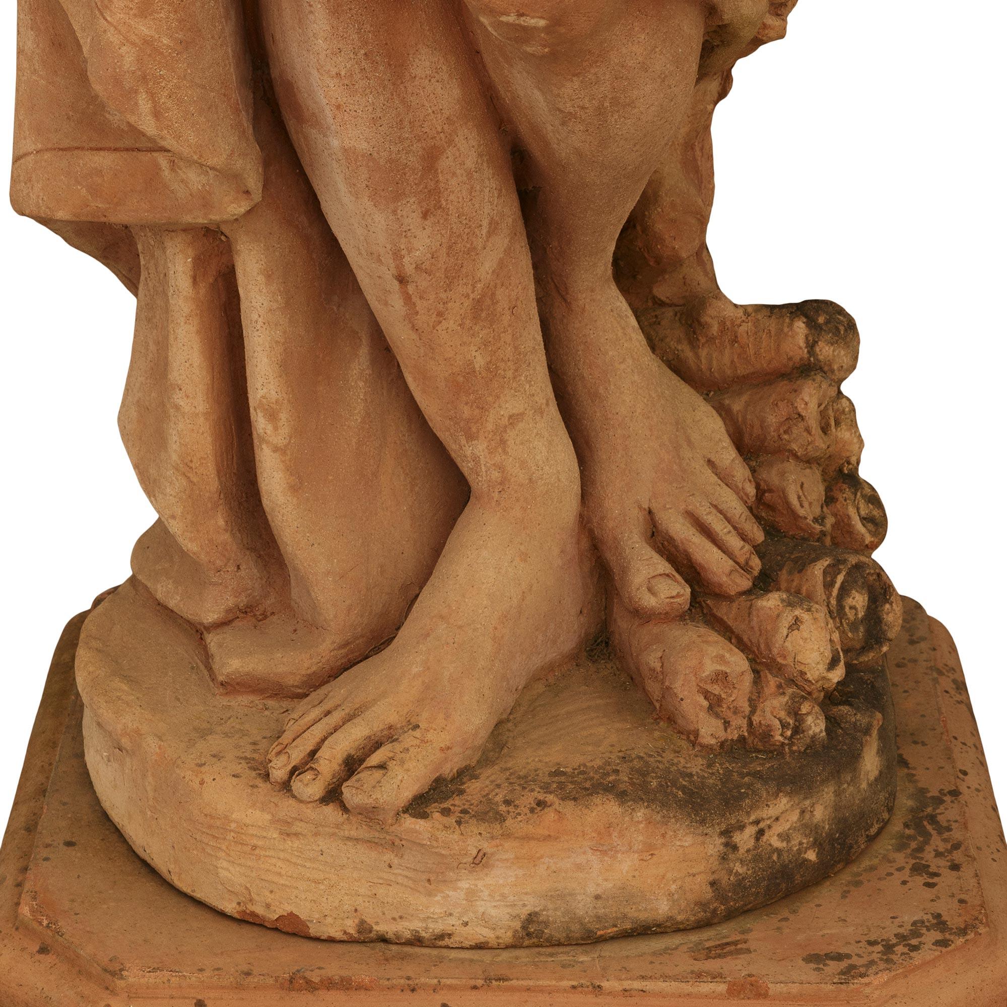 Set of four Italian Turn of the Century Terra Cotta statues of The Four Seasons For Sale 5