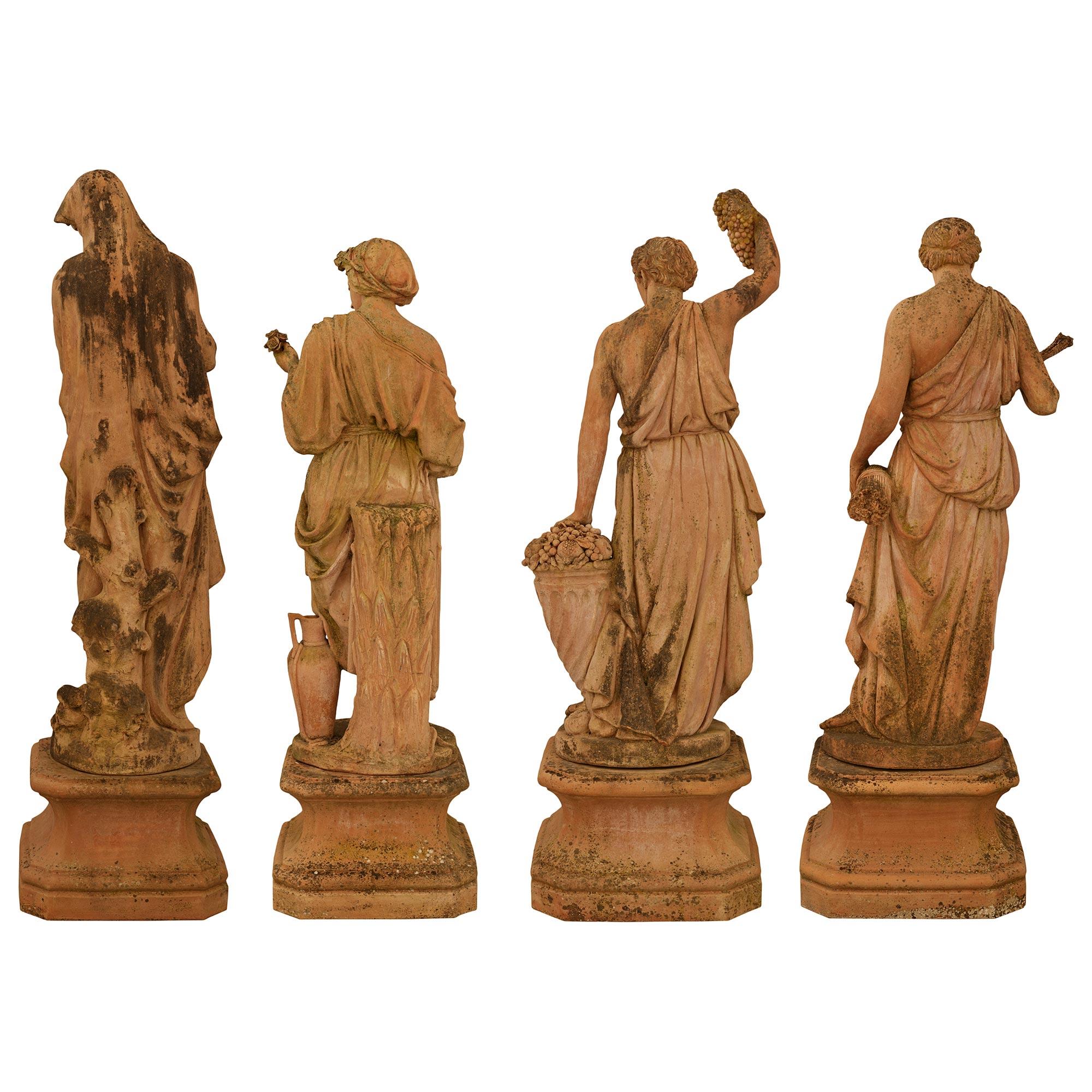 Set of four Italian Turn of the Century Terra Cotta statues of The Four Seasons For Sale 7