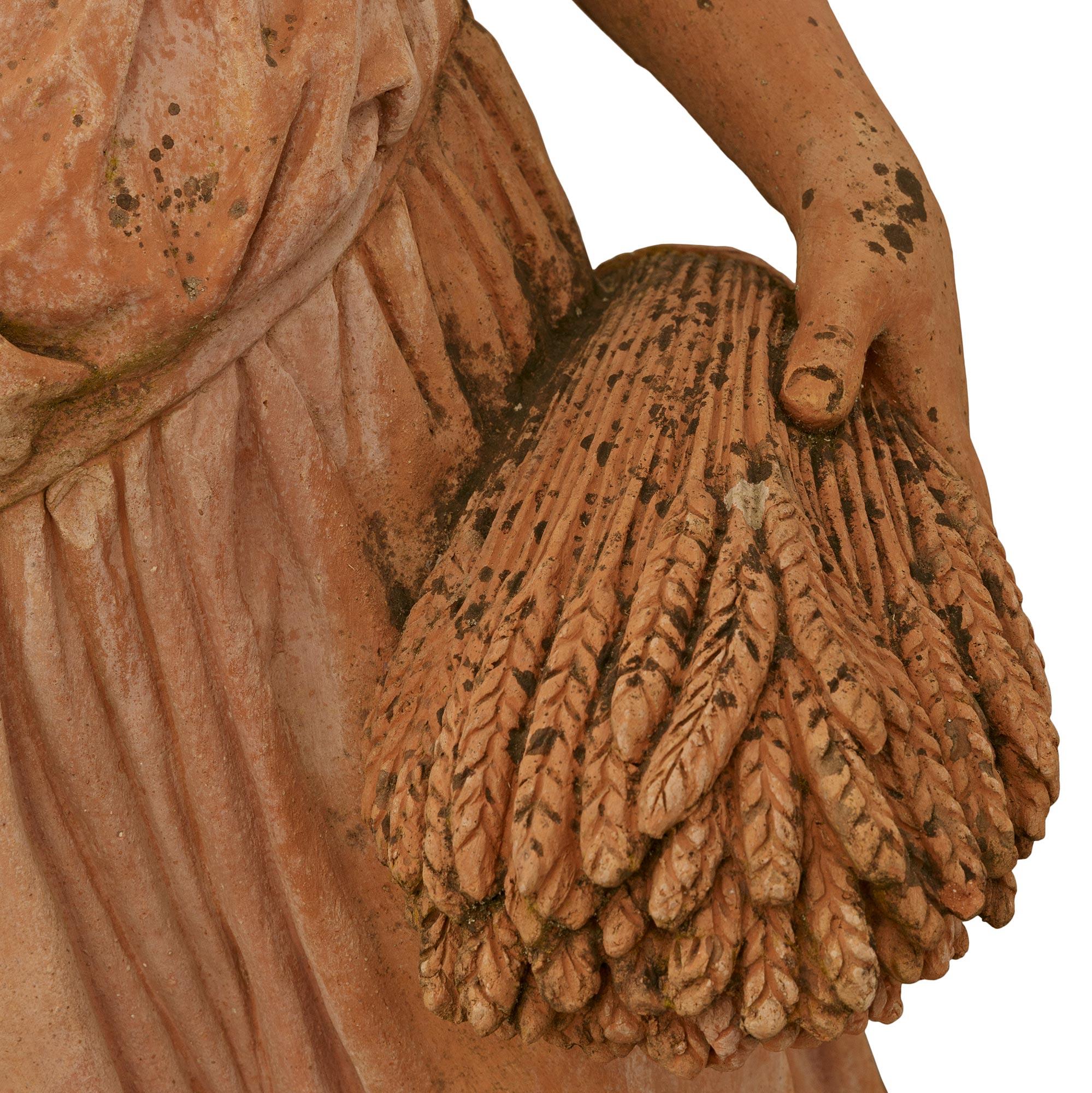 Set of four Italian Turn of the Century Terra Cotta statues of The Four Seasons For Sale 4