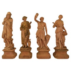 Vintage Set of four Italian Turn of the Century Terra Cotta statues of The Four Seasons