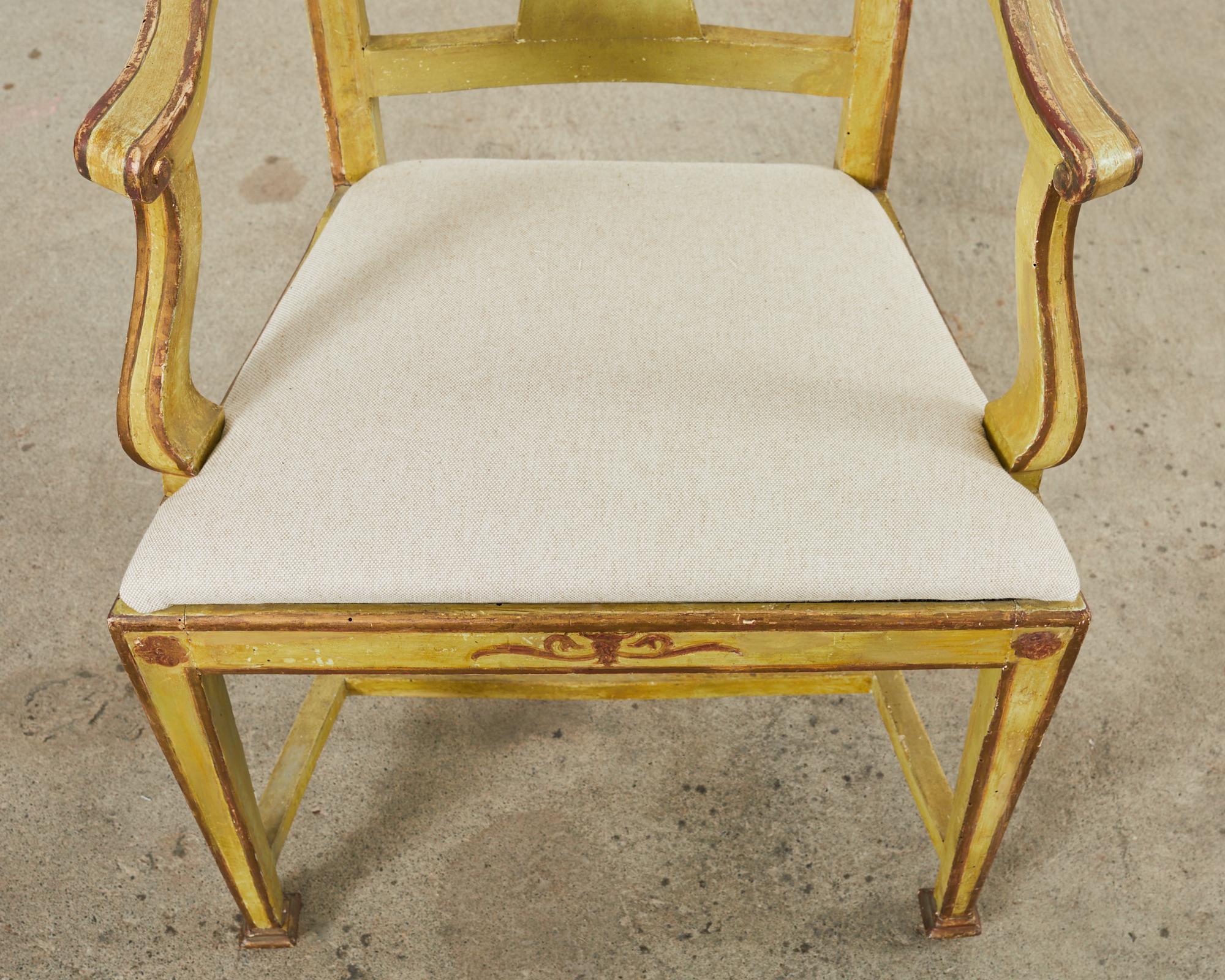 Set of Four Italian Venetian Painted Dining Armchairs For Sale 12