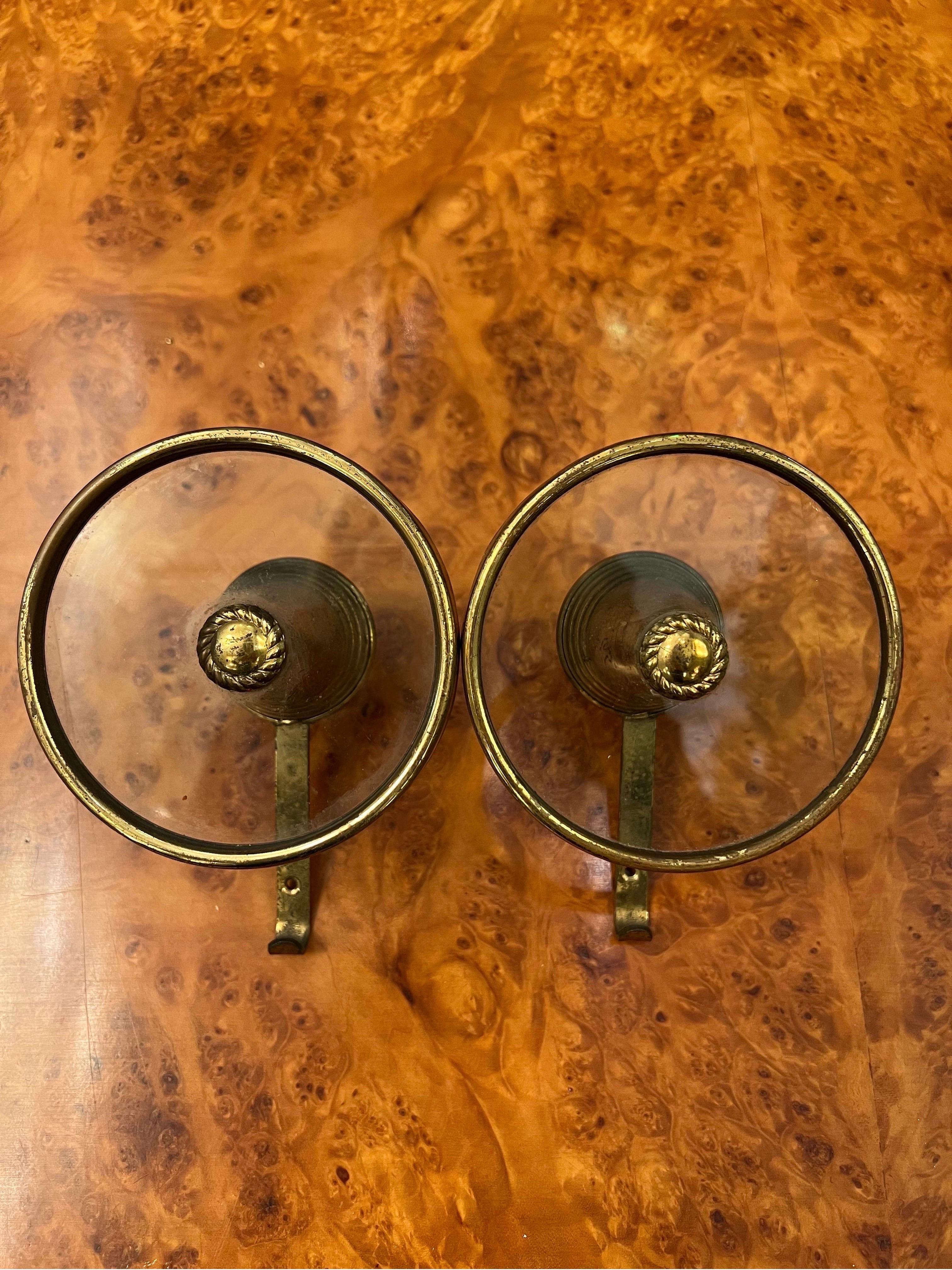 Set of Four Italian Vintage Brass and Glass Coat Hangers, 1950s 13