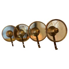 Set of Four Italian Vintage Brass and Glass Coat Hangers, 1950s